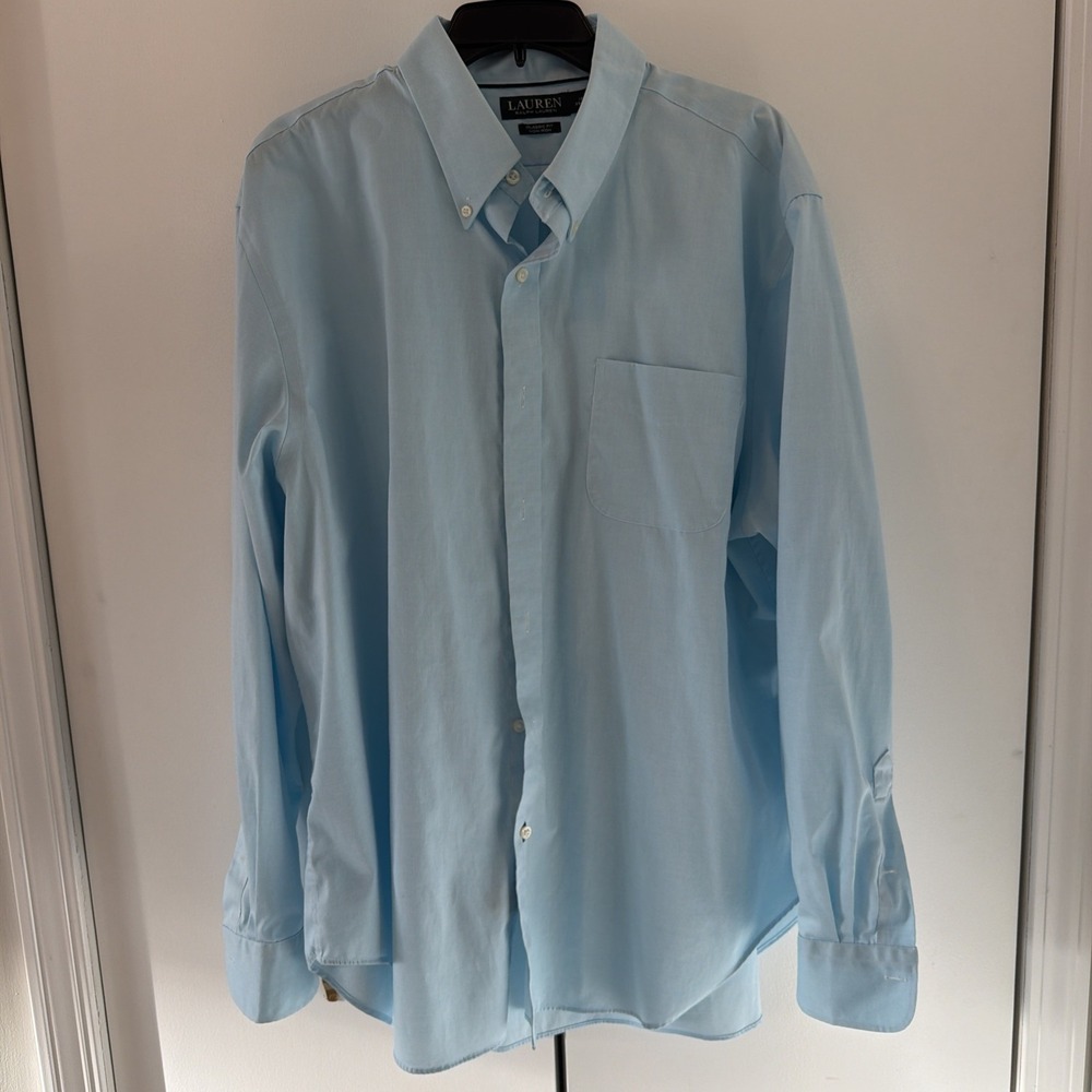 Lauren Ralph Lauren Men's Dress Shirt 18 36/37 Baby Blue Classic Cotton 00038